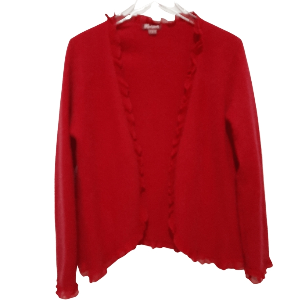Monsoon Red Lambswool Angora Open Cardigan Size 14